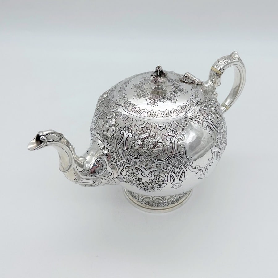 19th Century Antique Victorian Sterling Silver Teapot Edinburgh 1877 Marshall & Sons - 6