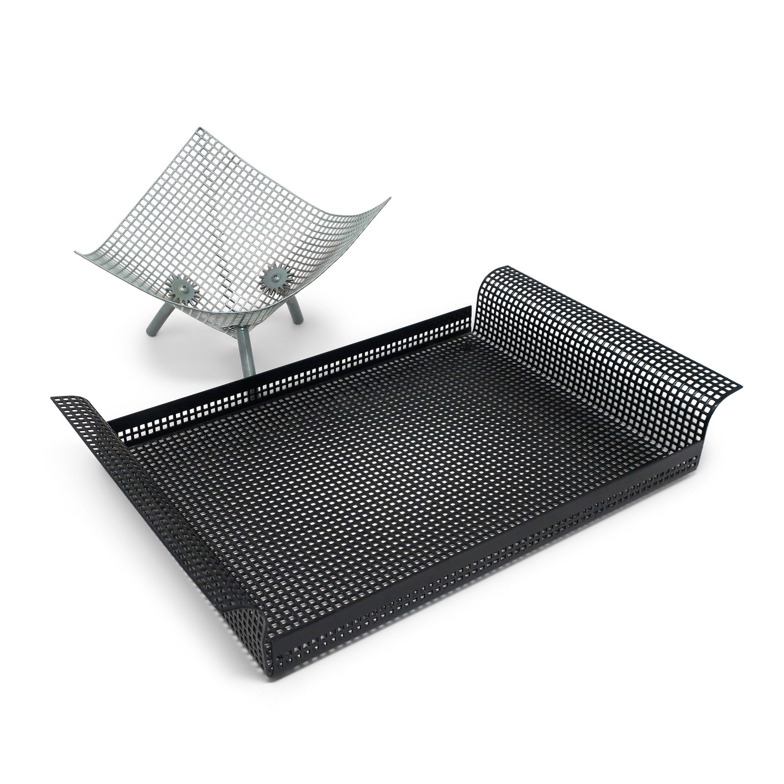 Vintage Perforated Metal Tray and Bowl (1 of 9)