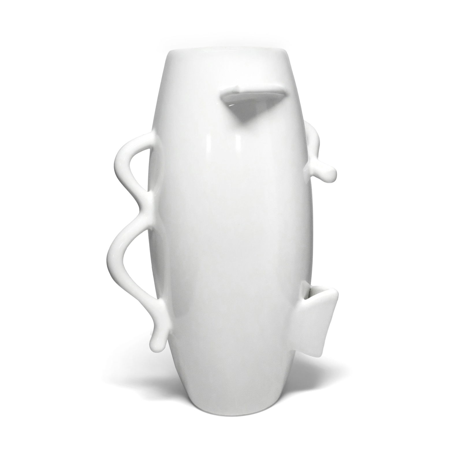 Dealbata Porcelain Vase by Alessandro Mendini for Zanotta (1987): An amazing postmodern white porcelain vase designed by Alessandro Mendini (born 1931) for Zanotta's "Edizioni" collection and produced in limited numbers. Released as one of three vases Mendini design
