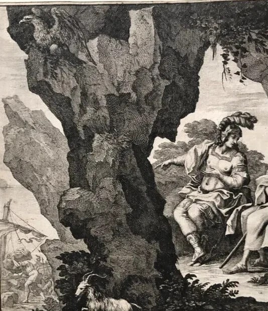 Antique Original Etching François CHAUVEAU (1613-1676) Bible, Goats - 10