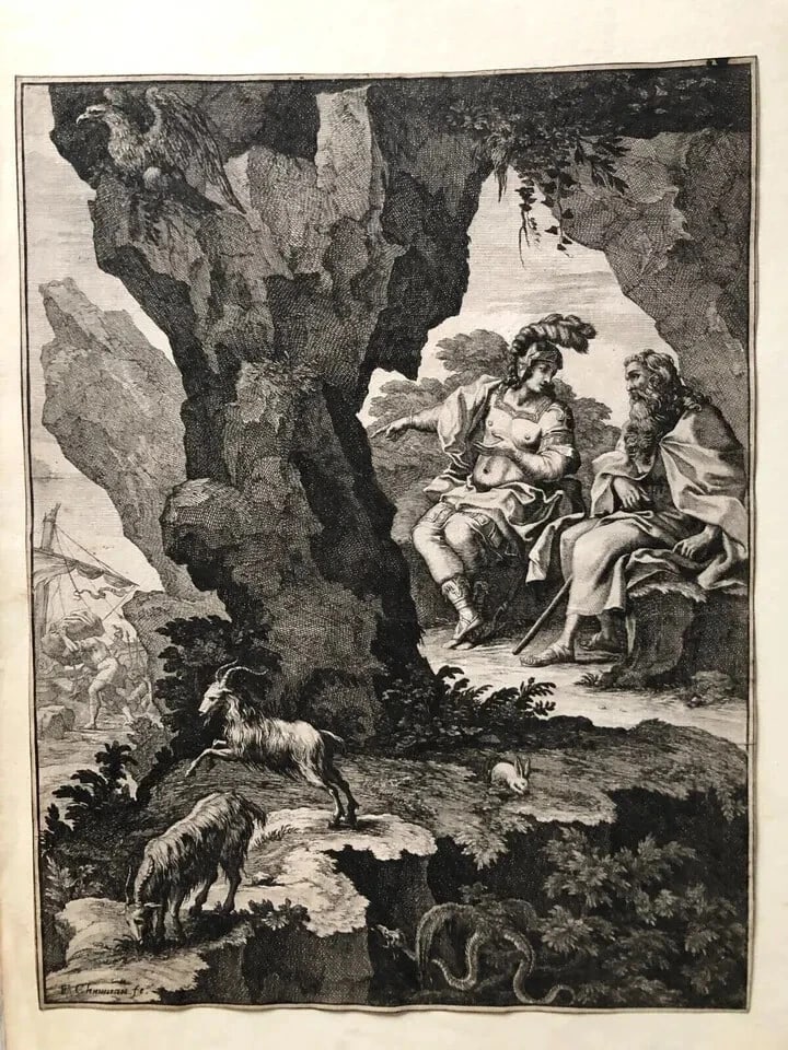 Antique Original Etching François CHAUVEAU (1613-1676) Bible, Goats - 5
