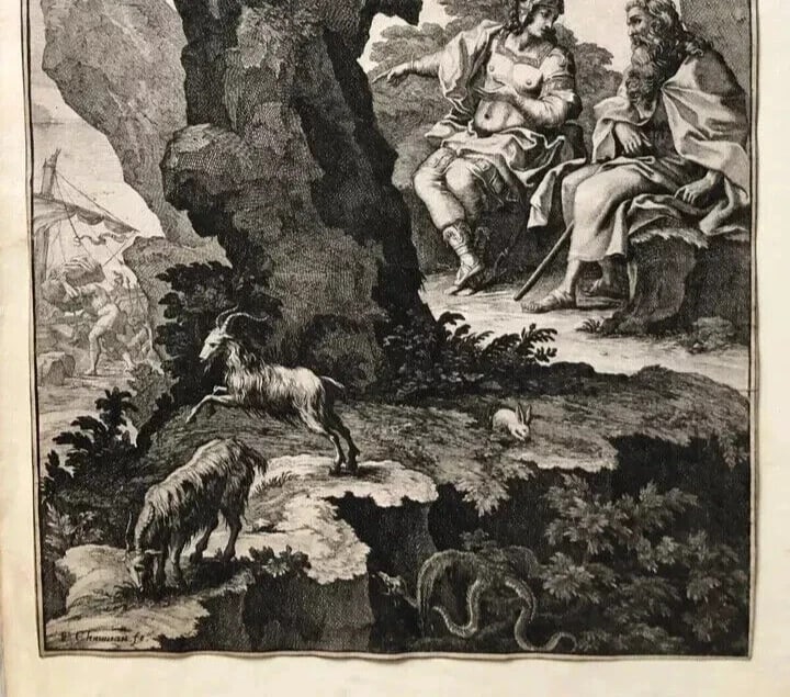 Antique Original Etching François CHAUVEAU (1613-1676) Bible, Goats - 7