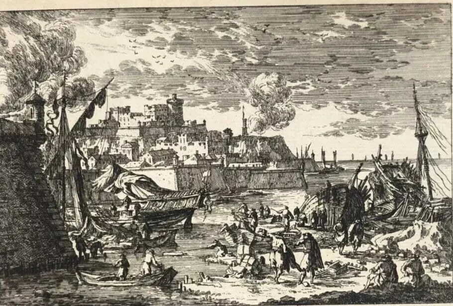 Antique Etching Original Nicolas PERELLE (1631-1695) Harbour view Etching - 11