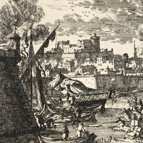 Antique Etching Original Nicolas PERELLE (1631-1695) Harbour view Etching - 5