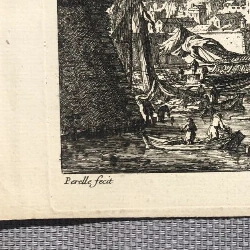 Antique Etching Original Nicolas PERELLE (1631-1695) Harbour view Etching - 9