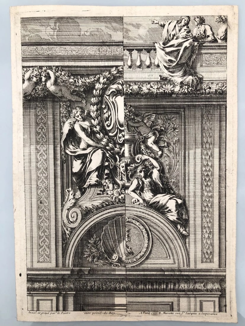 Antique Original Engraving Jean Le Pautre (1618–1682) Etching Architecture - 8