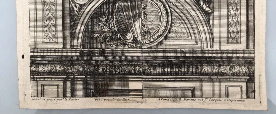 Antique Original Engraving Jean Le Pautre (1618–1682) Etching Architecture - 9