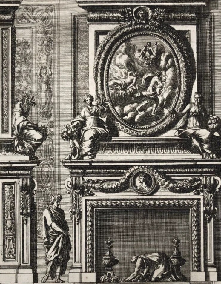 Antique Original Pierre Jean MARIETTE (1694-1774) Doors Fire Places x7 Etching