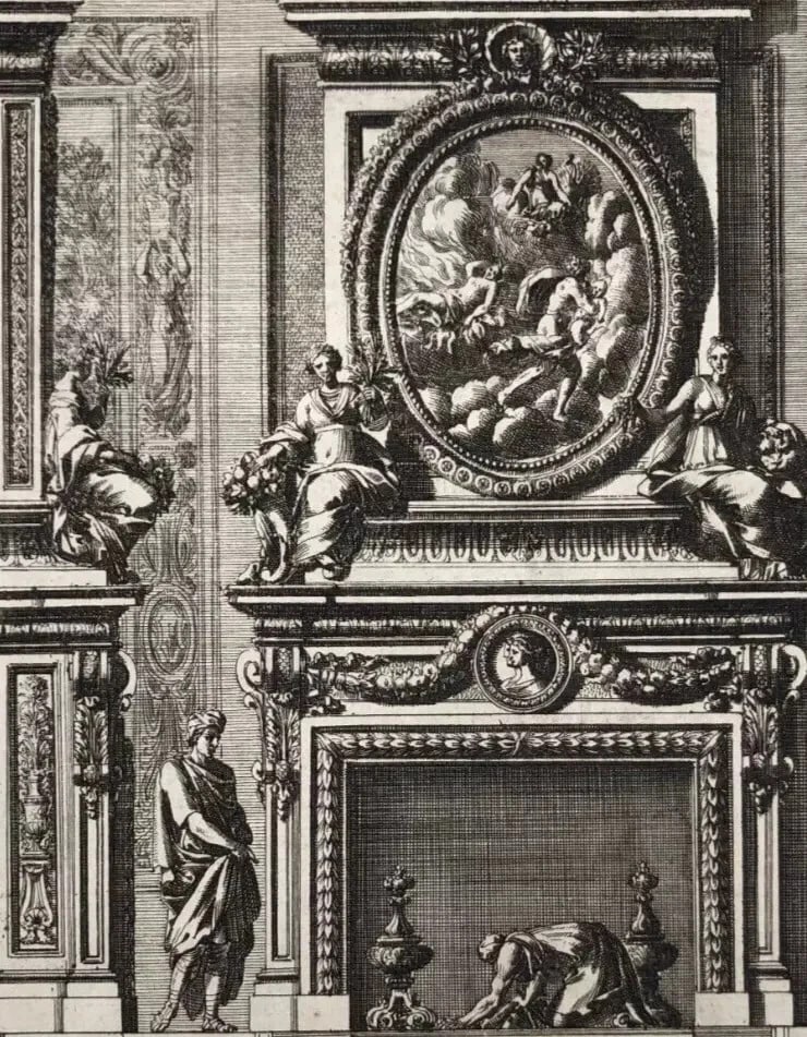 Antique Original Pierre Jean MARIETTE (1694-1774) Doors Fire Places x7 Etching - 8