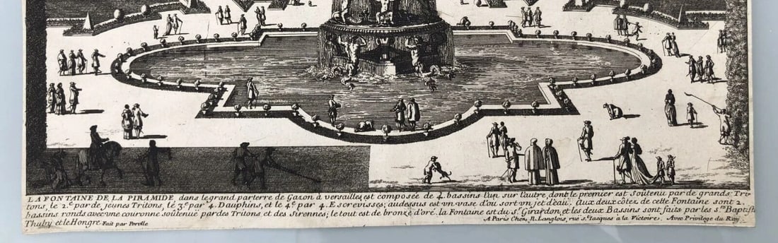 18th century Architecture, Fontaine de la Pyramide Etching Original Antique - 7