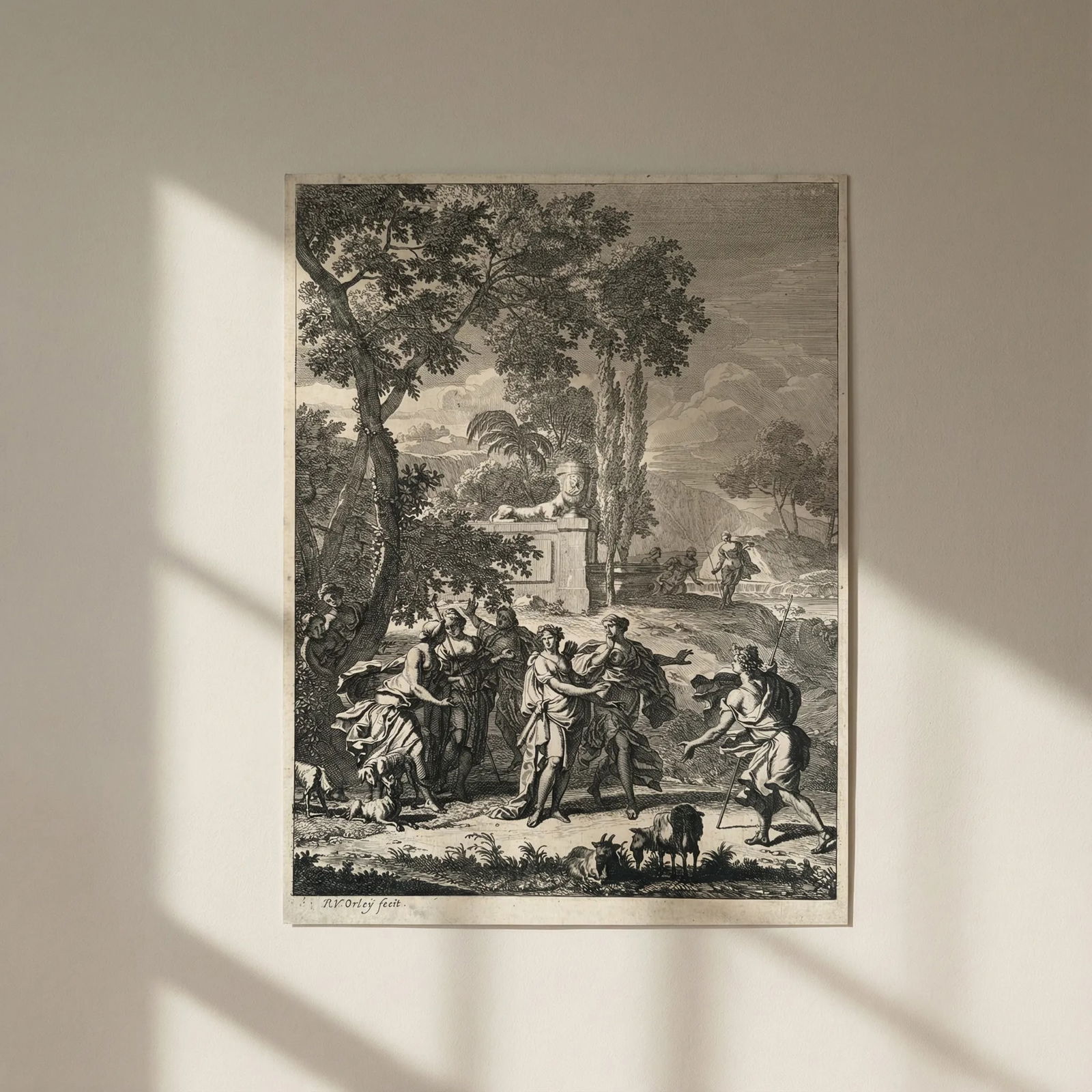 Richard VAN ORLEY (1663-1732) People, History, Landscape Etching Original