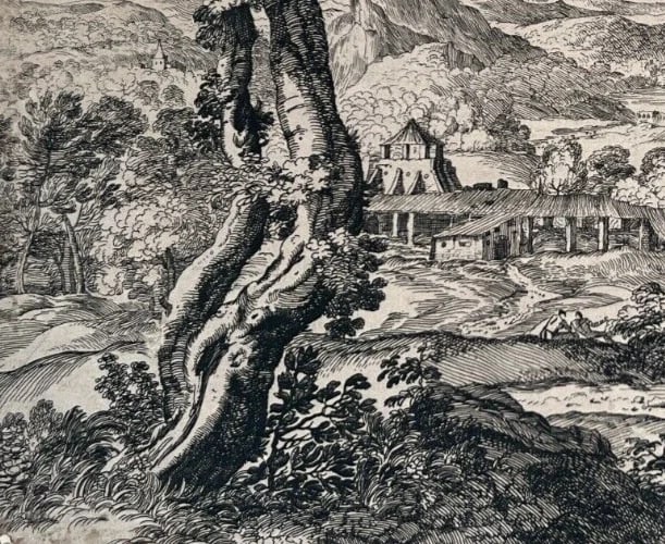 Etching Original Etching Moyse-Jean-Baptiste Fouard, Landscape, People, Tree - 9