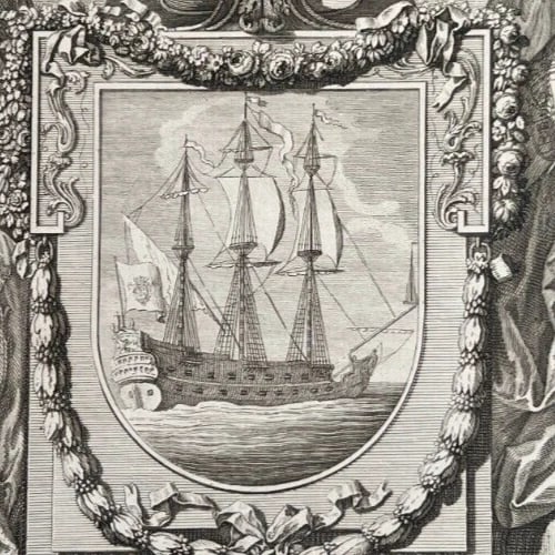 Etching Original Etching Boat, Woman, Flags, Sculpture, Travel - 7