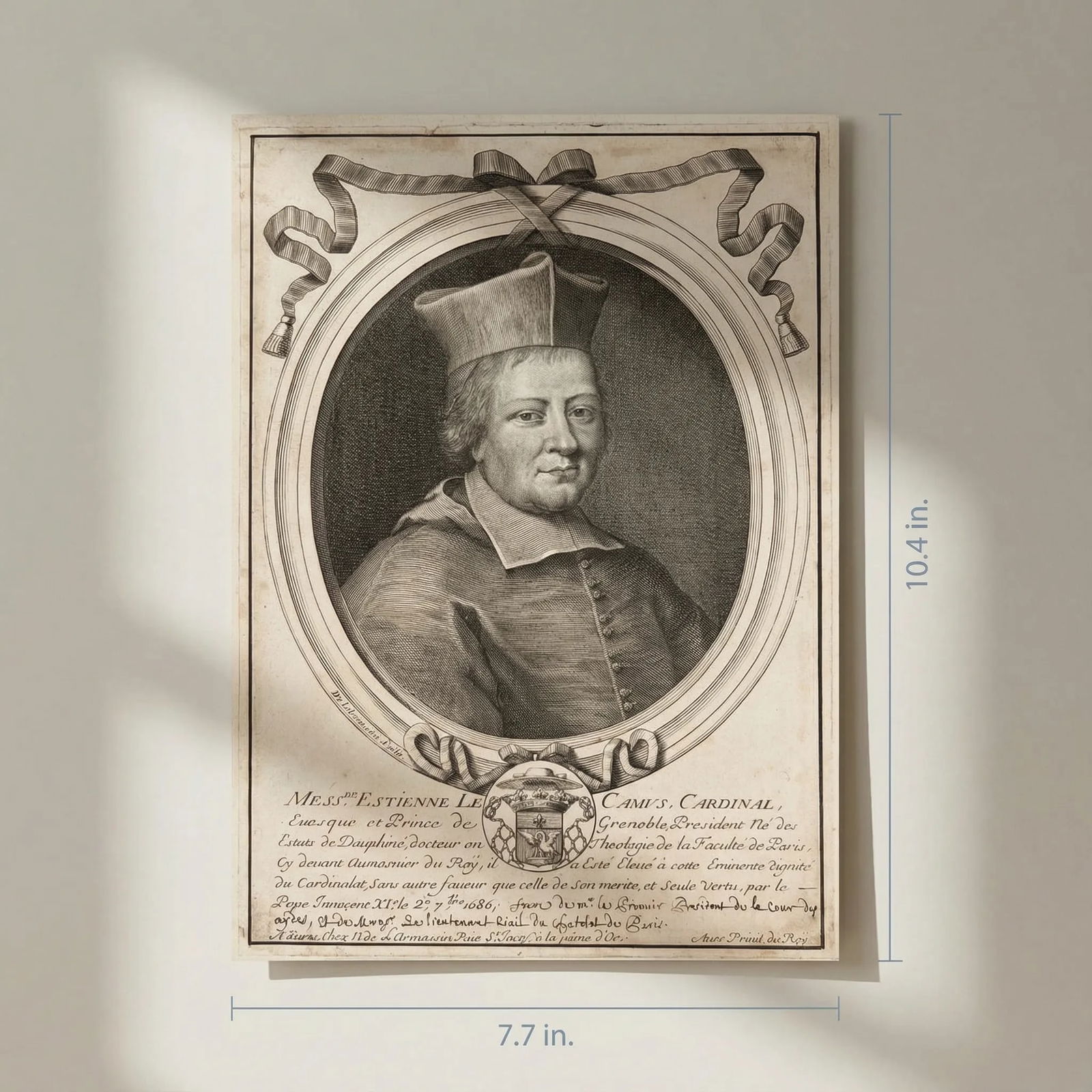 17th century Cardinal Cuesque - Etching Original Portrait 1686 - 2