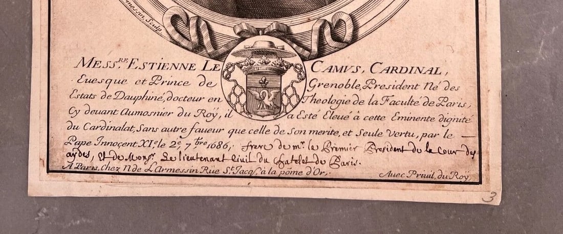 17th century Cardinal Cuesque - Etching Original Portrait 1686 - 8
