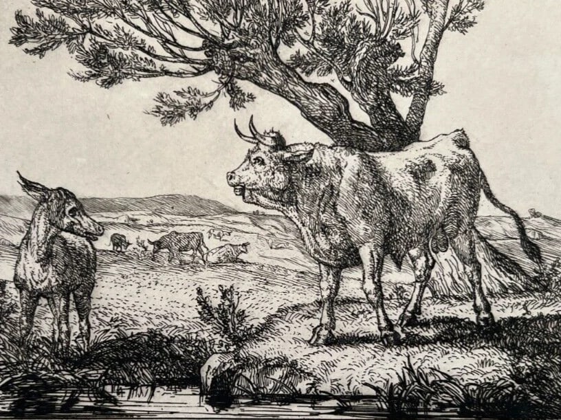 Louis GUY (1824-1888) Landscape, Cows 1875 - Etching Original - 3