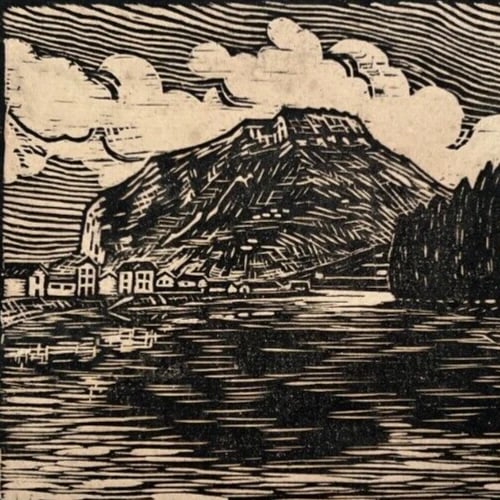 Isere et Meylan, Landscape, Lake, Houses Antique Etching Original signed - 6