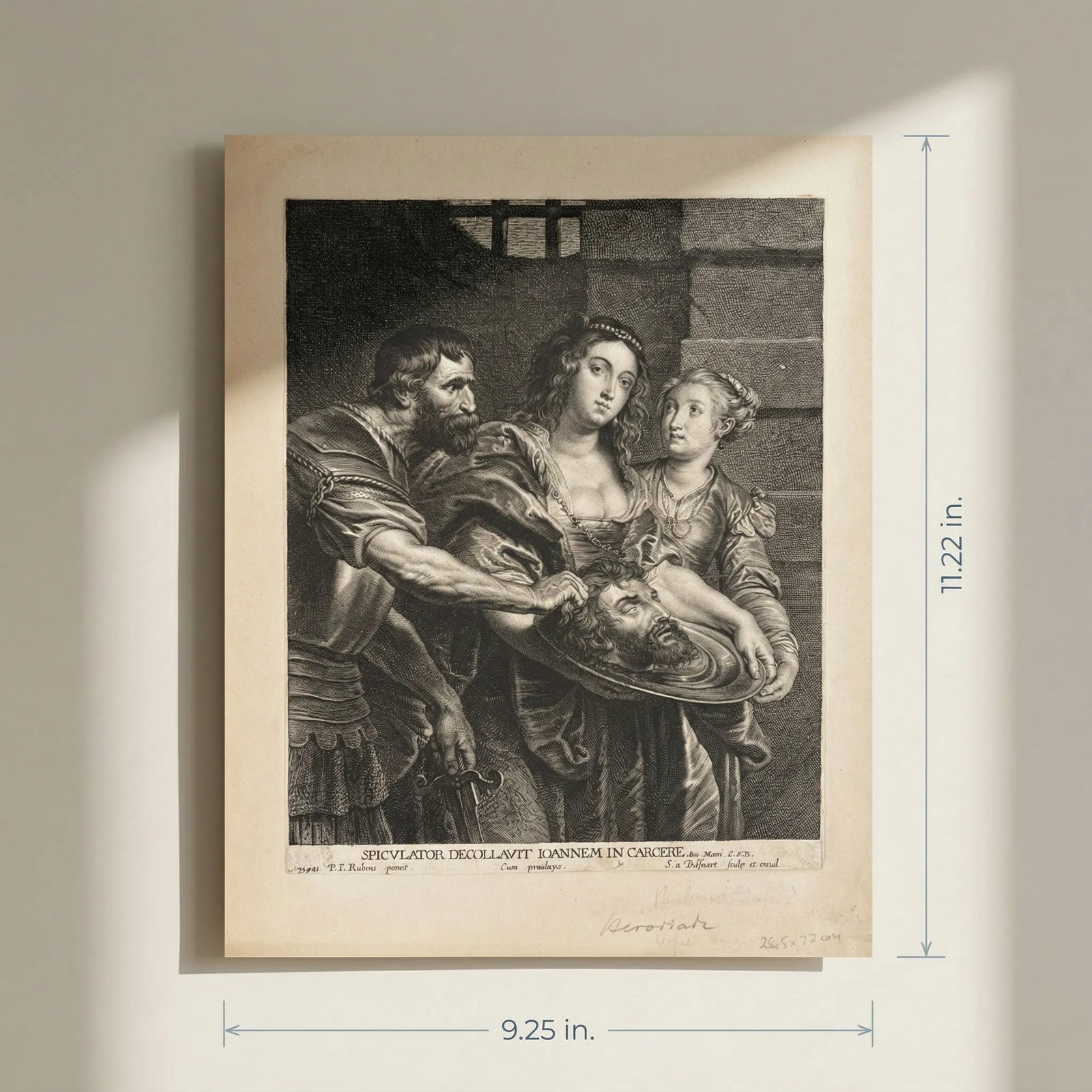 Head of John the Baptist Salome and Herodi Wellcome - Antique Etching Original - 2