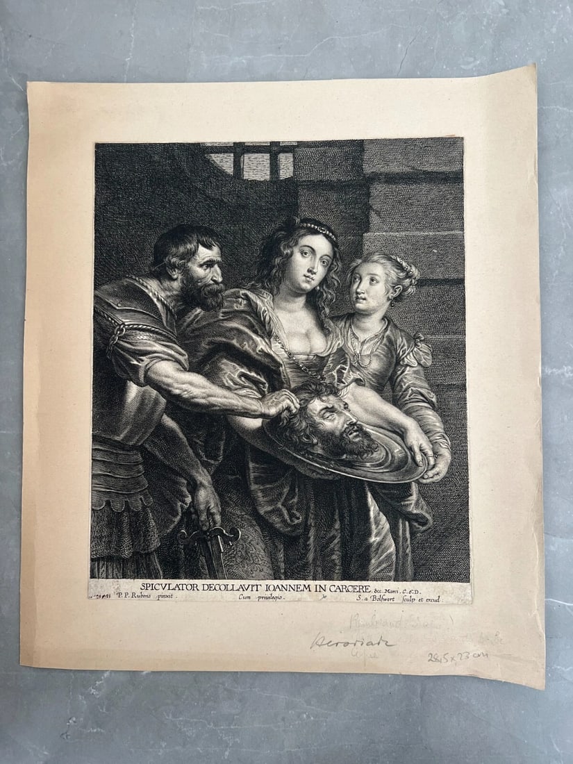 Head of John the Baptist Salome and Herodi Wellcome - Antique Etching Original - 5