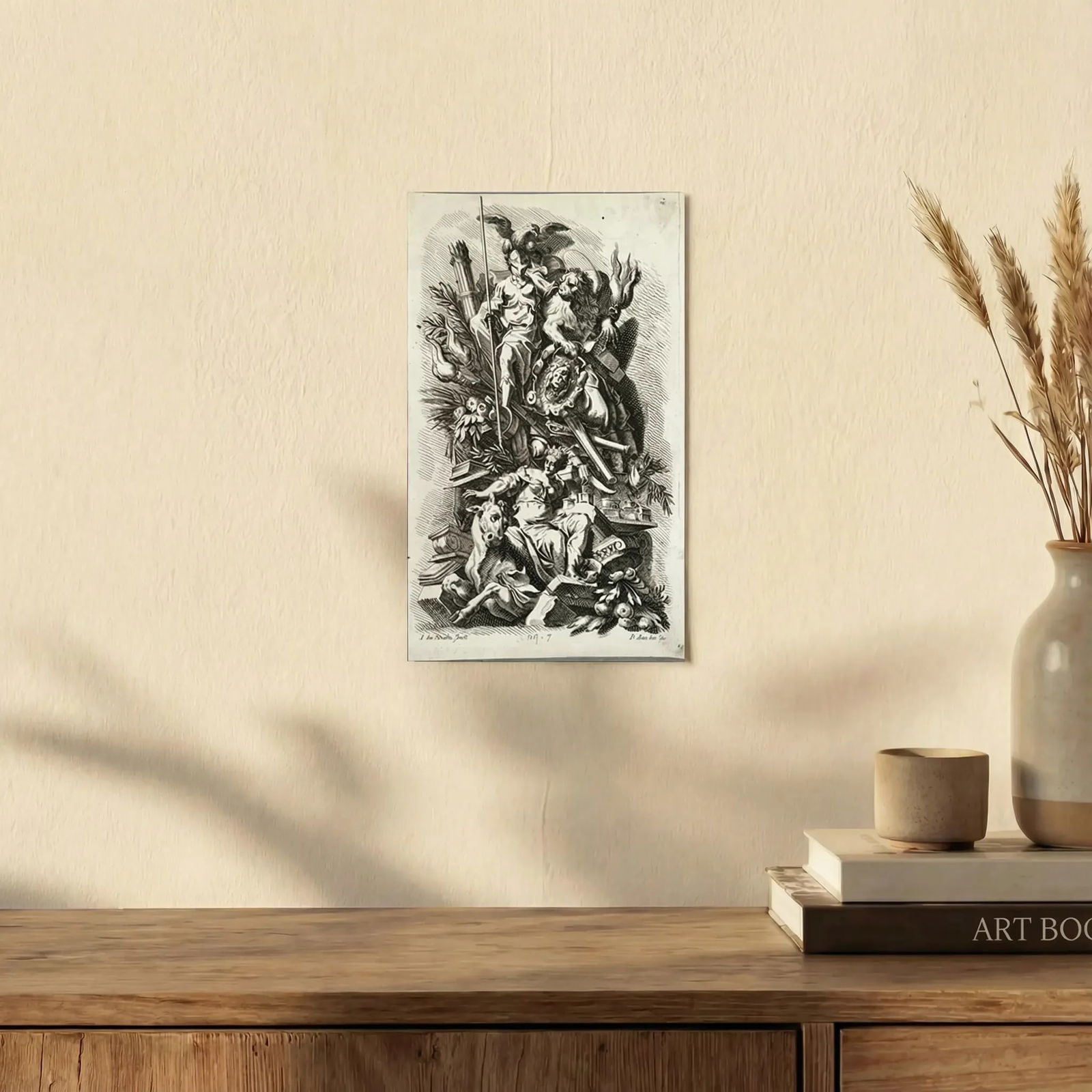 Antique Etching Original Jean Lepautre, Decoration, Architecture, People, Animal - 3