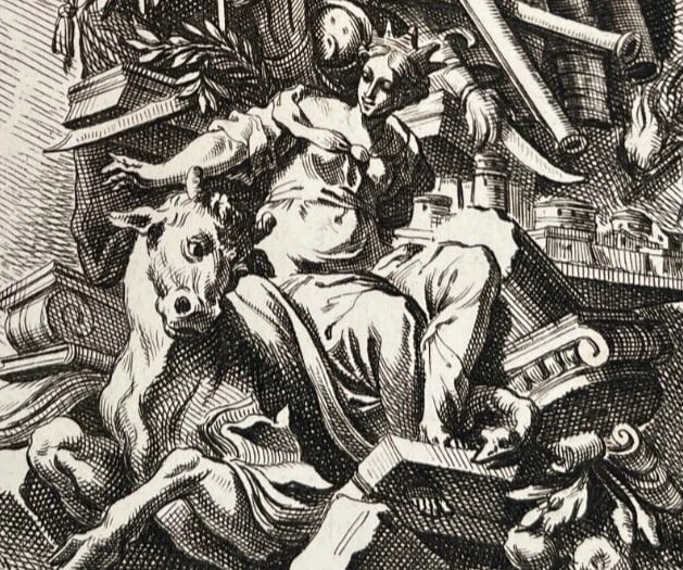 Antique Etching Original Jean Lepautre, Decoration, Architecture, People, Animal - 6