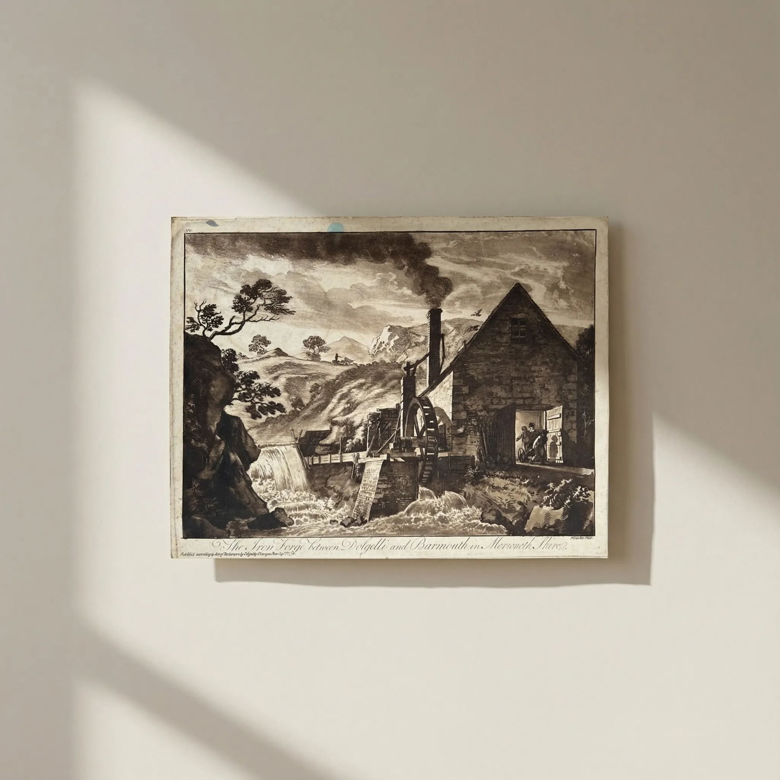 Antique Etching Original Iron Forge, Dolgelli, Barmouth, Merioneth Shire, Sandby: Title: Antique Etching Original Iron Forge, Dolgelli, Barmouth, Merioneth Shire, Sandby Description: This is an antique item (over 100 years old), and you may be eligible for reduced or exempt customs