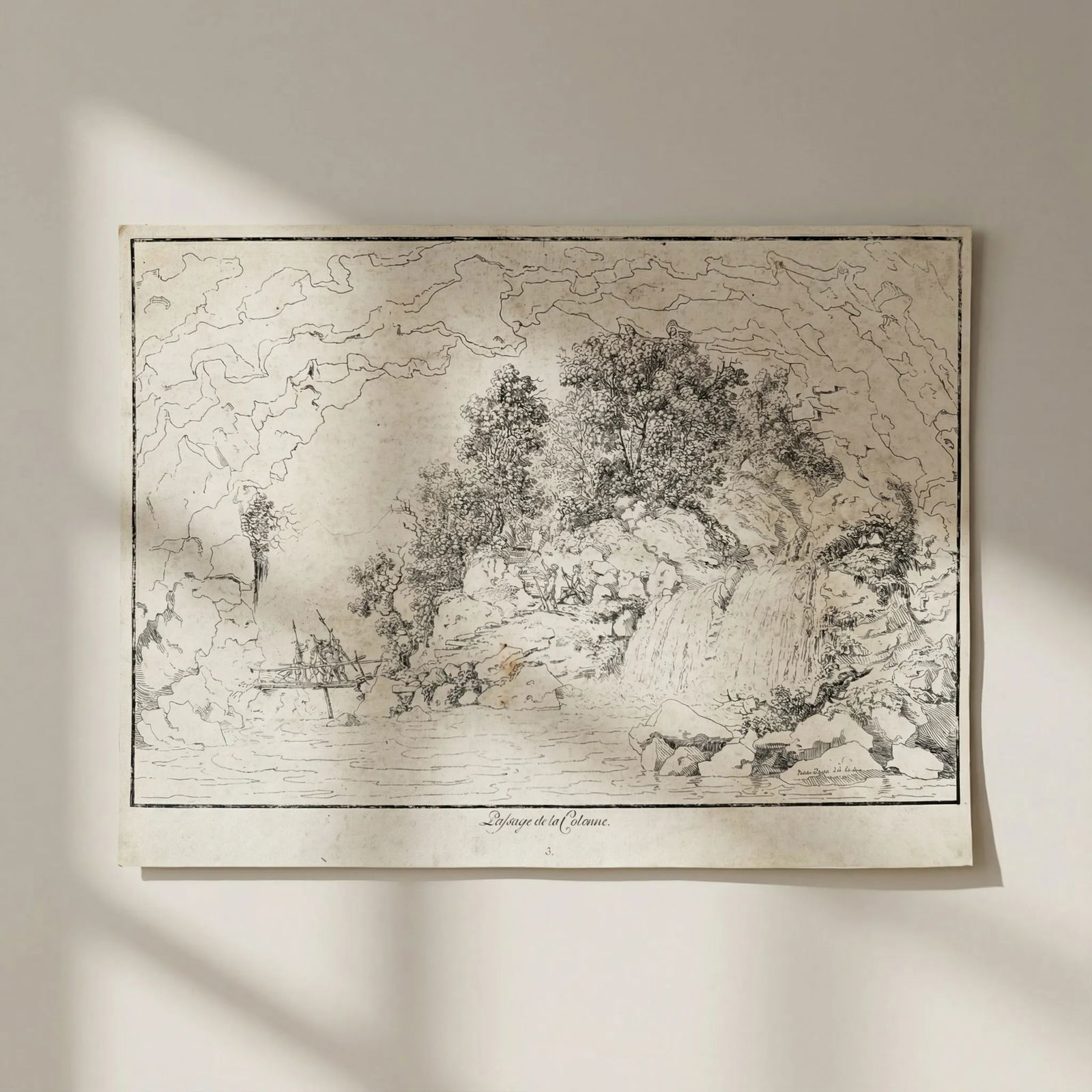 Antique Etching Original Louis Albert Guillain BACLER D'ALBE Landscape, People