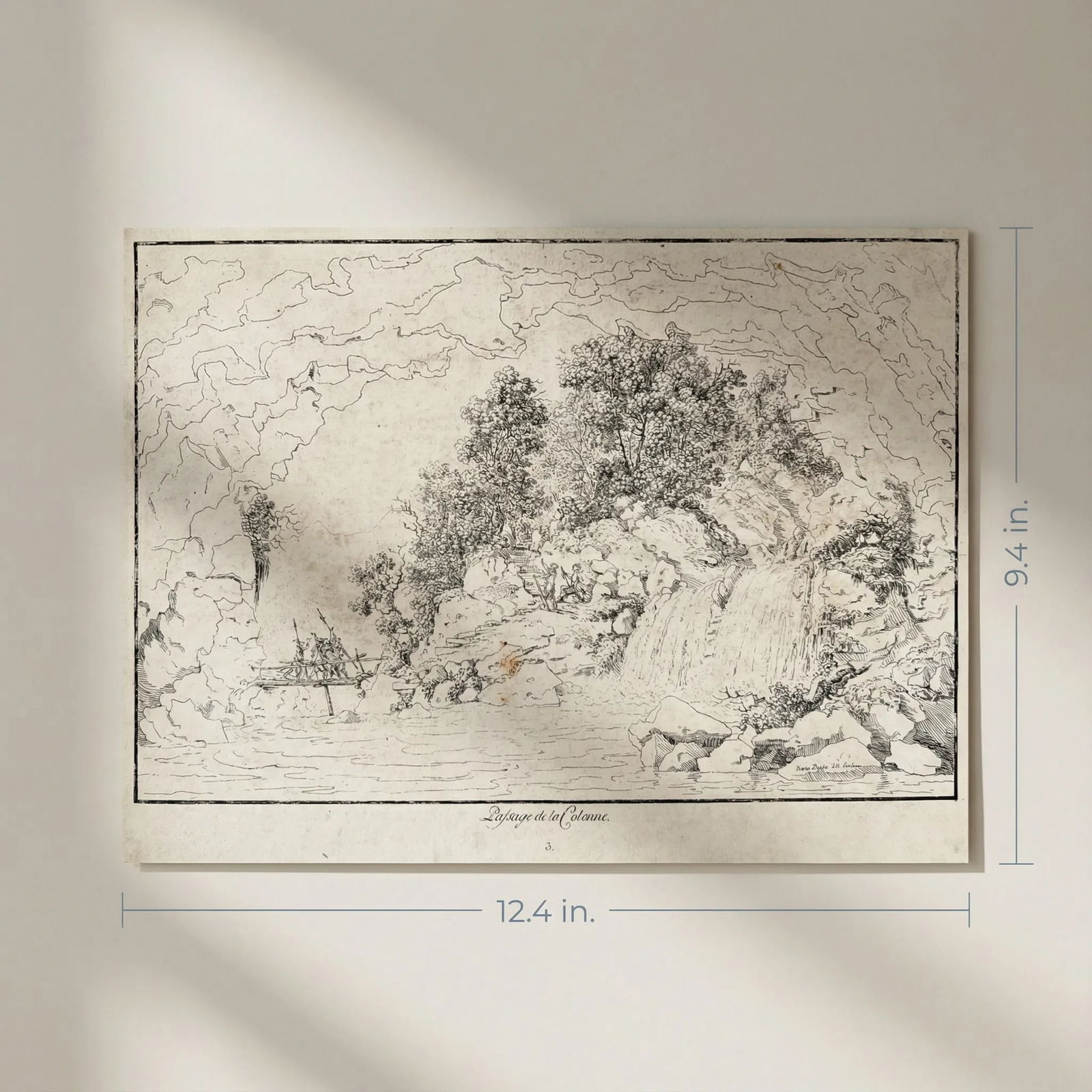 Antique Etching Original Louis Albert Guillain BACLER D'ALBE Landscape, People - 2