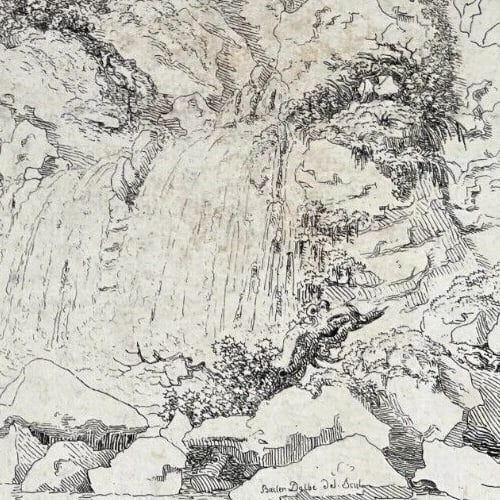 Antique Etching Original Louis Albert Guillain BACLER D'ALBE Landscape, People - 7