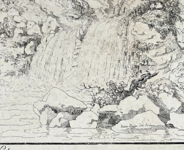 Antique Etching Original Louis Albert Guillain BACLER D'ALBE Landscape, People - 9