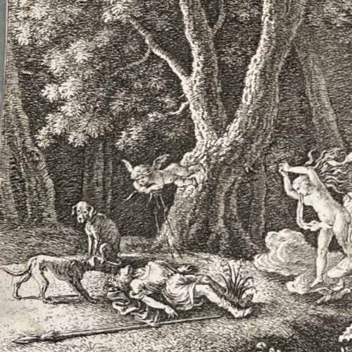 Antique Etching Original Herman Van Swanevelt, Mythology, Venus, Landscape - 6