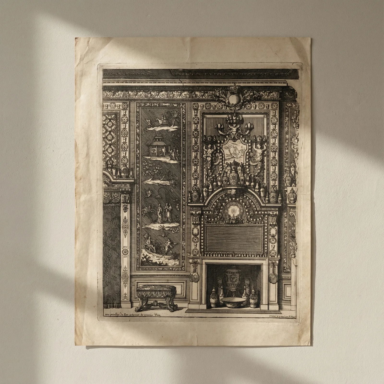 Antique Original Etching Jean MAROT Mariette, Fireplace, Architecture x7: Title: Antique Original Etching Jean MAROT Mariette, Fireplace, Architecture x7 Description: This is an antique item (over 100 years old), and you may be eligible for reduced or exempt customs duties