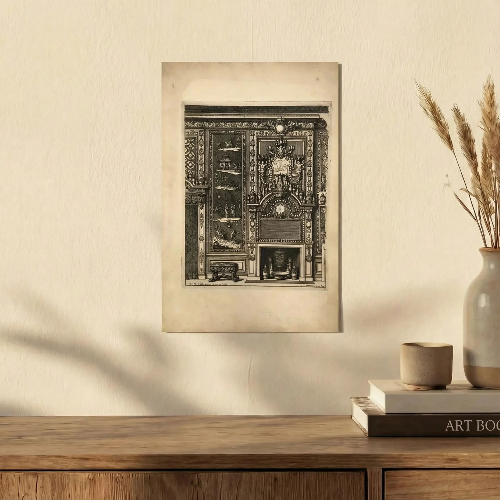 Antique Original Etching Jean MAROT Mariette, Fireplace, Architecture x7 - 3