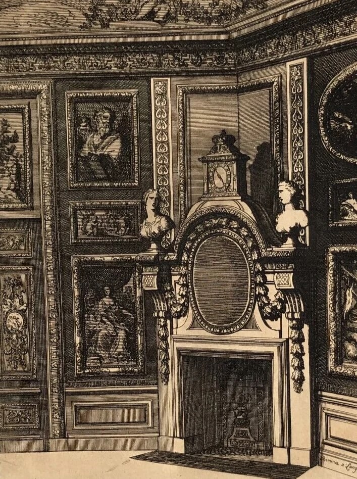 Antique Original Etching Jean MAROT Mariette, Fireplace, Architecture x7 - 4