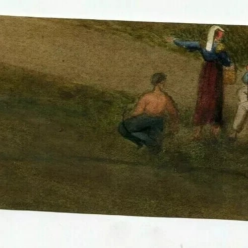 Antique Original Drawing 19th century - Characters, Genre Scene, Peasants - 3