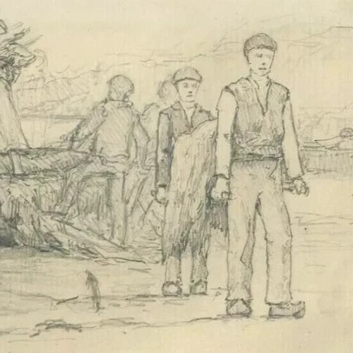 Vintage Drawing Pencils, Boat Drawing, French School Drawing, 19th century - 9