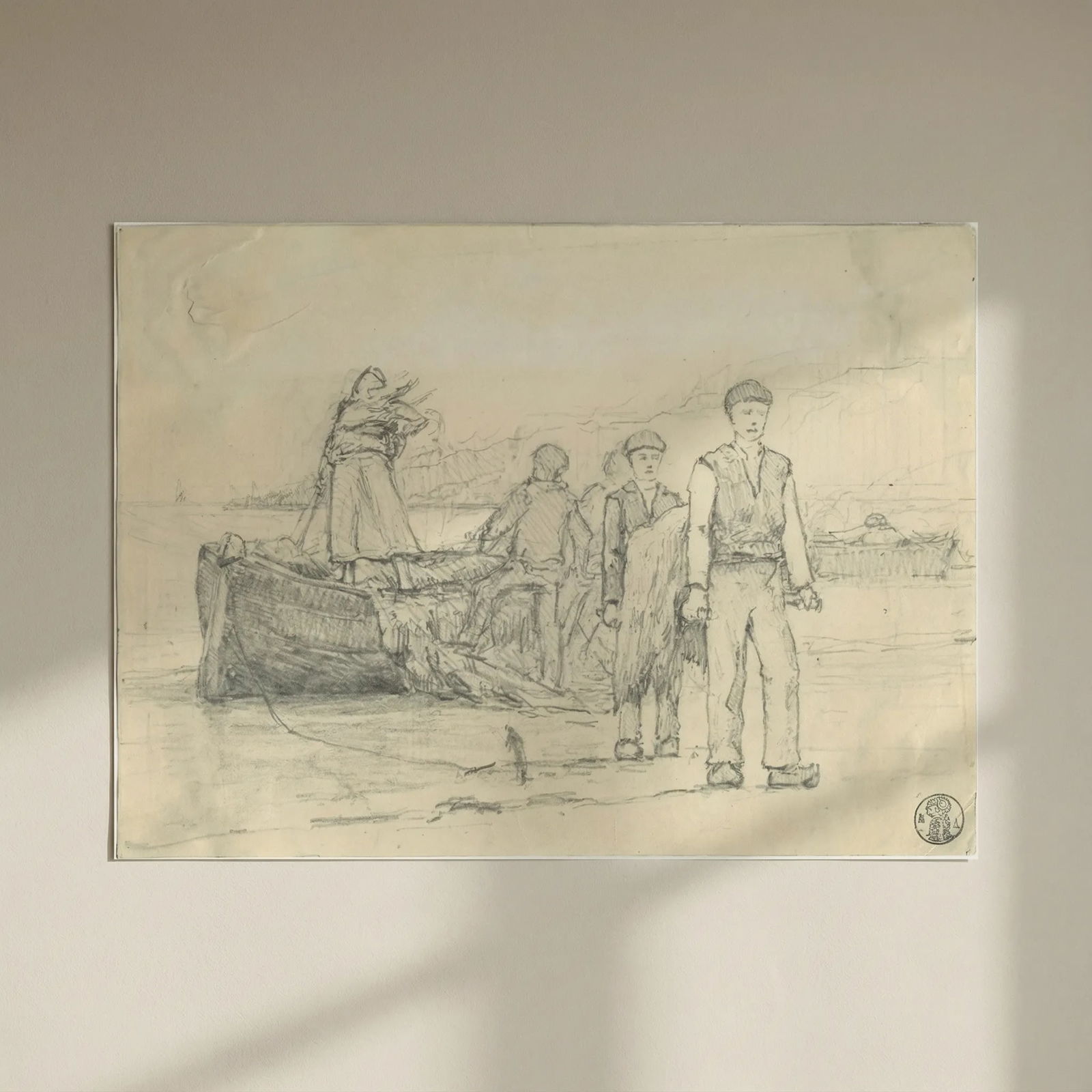 Vintage Drawing Pencils, Boat Drawing, French School Drawing, 19th century