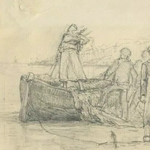 Vintage Drawing Pencils, Boat Drawing, French School Drawing, 19th century - 7