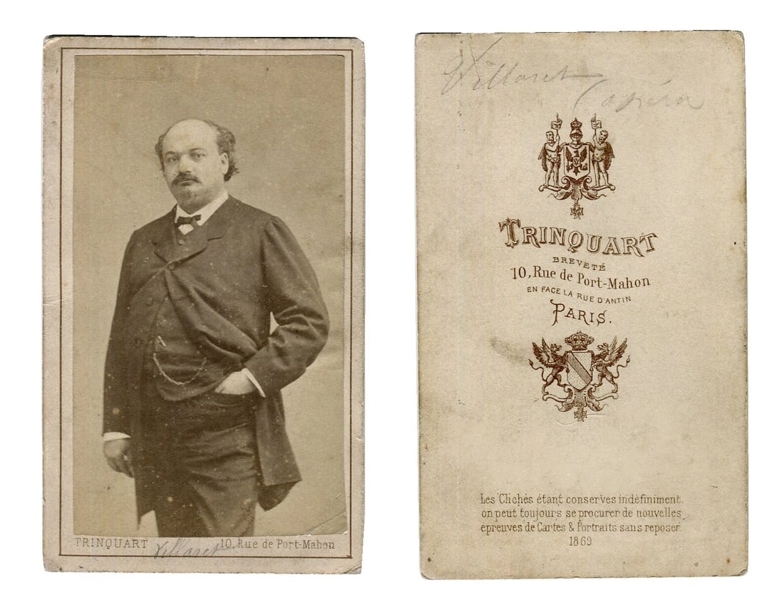 Antique CDV Photographs Trinquart, Paris, Pierre-François Villaret, Opera Singer - 9