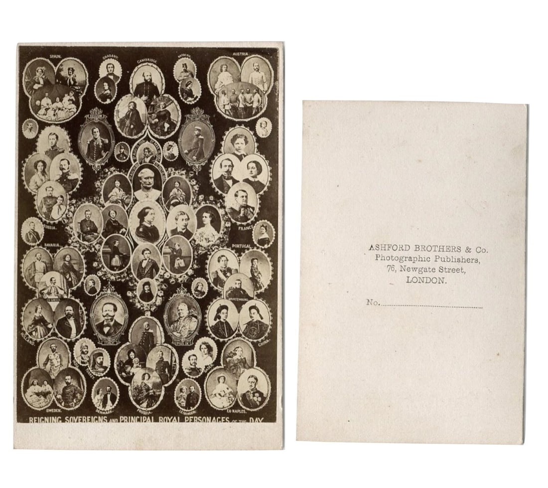 Antique CDV Photographs Royal Court, Mosaics, King, Queen, Royalty 1870 - 9