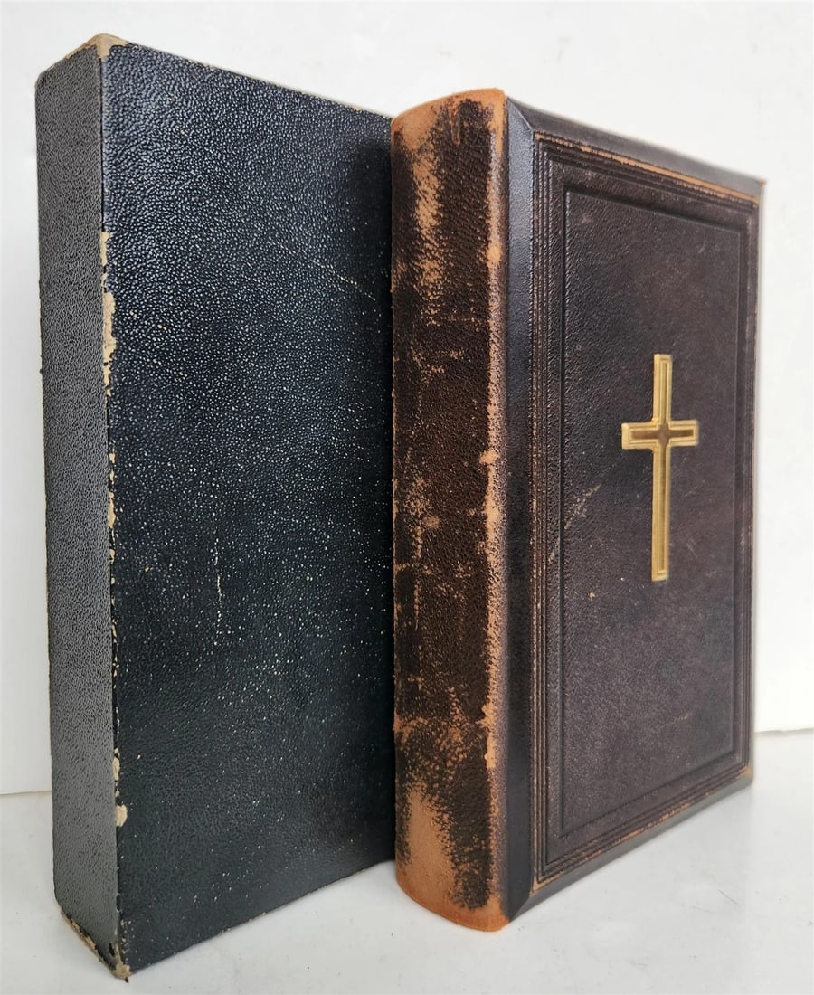 1886 RELIGIOUS BOOK in German ANTIQUE leather binding w/ metal cross STETTIN: - Bollhagen,L.D. Heilige Lippen- und Herzens-Opfer einer gläubigen Seele... bei öffentlichem Gottesdienst in Pommern, und anderen Orten zu gebrauchen. (Holy Lip and Heart Offerings of a Beli