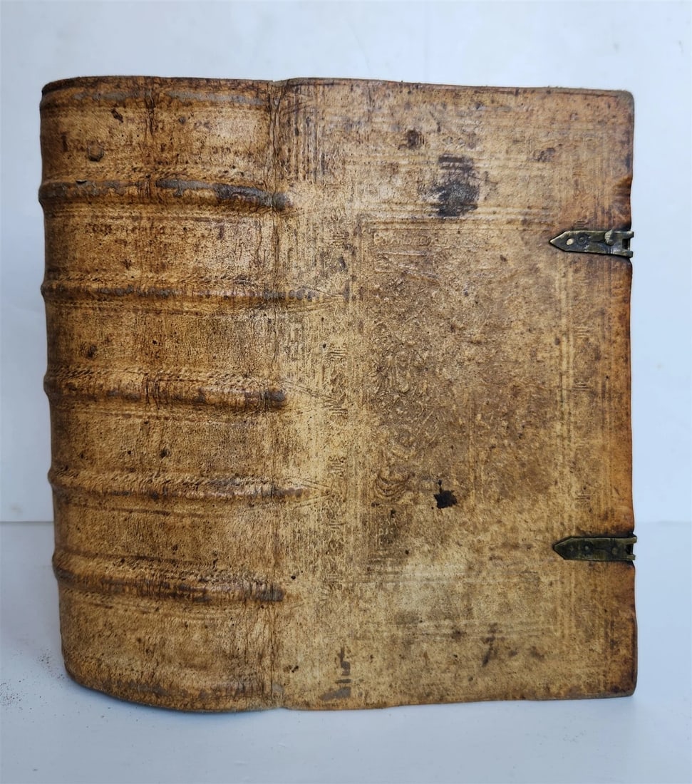 1616 COMMENTARY on BIBLE by THOMAS AQUINAS antique PIGSKIN BINDING w/ CLASPS: Dispositiones concionum in totum annum, ad sensum literalem, & saepe mysticum: Ex D. Thomae de Aquino commentariis in Matthaeum et Joann. et ex S. Bonaventurae comment. by Ioannis Coppenstein Mainz, A