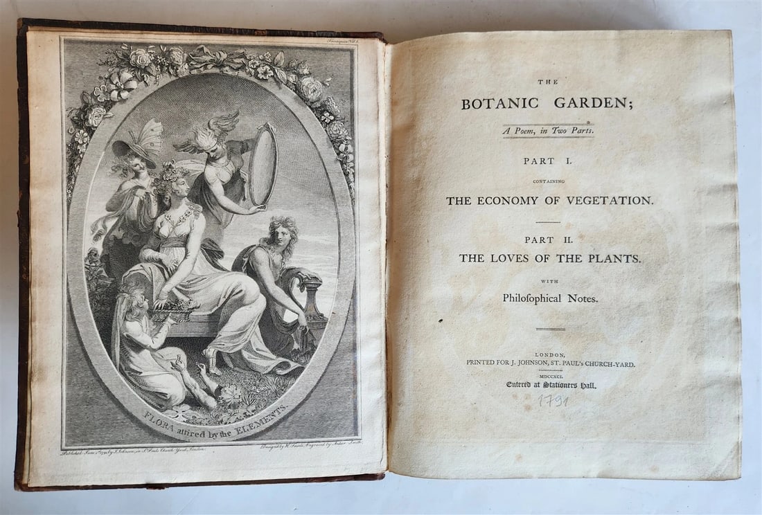 1791 BOTANIC GARDEN by ERASMUS DARWIN antique ILLUSTRATED by WILLIAM BLAKE (1 of 20)