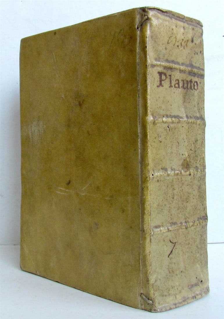 1725 M. Accii Plauti COMOEDIAE antique VELLUM BOUND: M. Accii Plauti Comoediae superstites viginti, Patavii, Excubebat Josephus Cominus editionibus, ac praecipue Friderici Taubmanni, diligentissime repraesentatae. Accessit index, in quo rariora & obsole