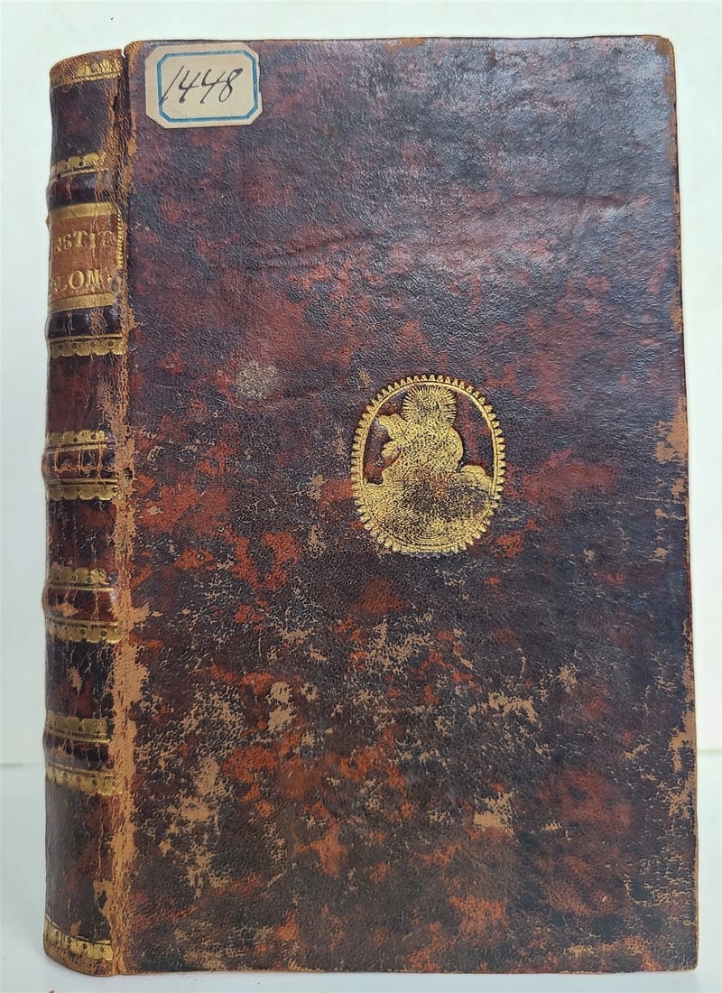 1744 ADOLESCENS ACADEMICUS sub institutione SALOMONIS antique ILLUSTRATED: ADOLESCENS ACADEMICUS sub institutione SALOMONIS authore PATRE CAROLO MUSART Viennae; 1744 Original full leather binding, spine with raised bands, decorated in gilt. Embossed gilt design on both cover