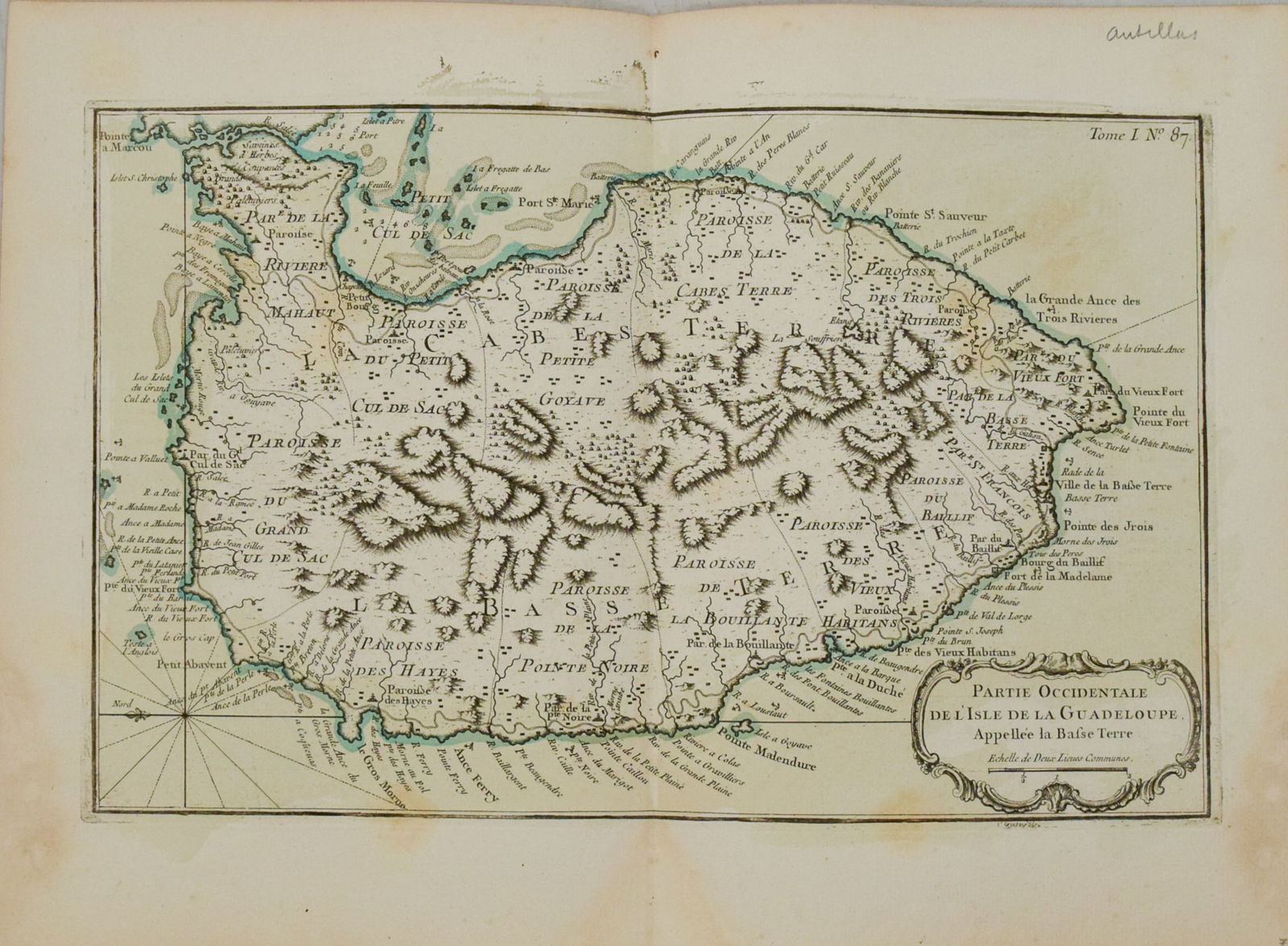 1764 Bellin Map of Western Guadeloupe in the Lesser Antilles -- Partie Occidentale de l'Isle de la (1 of 1)