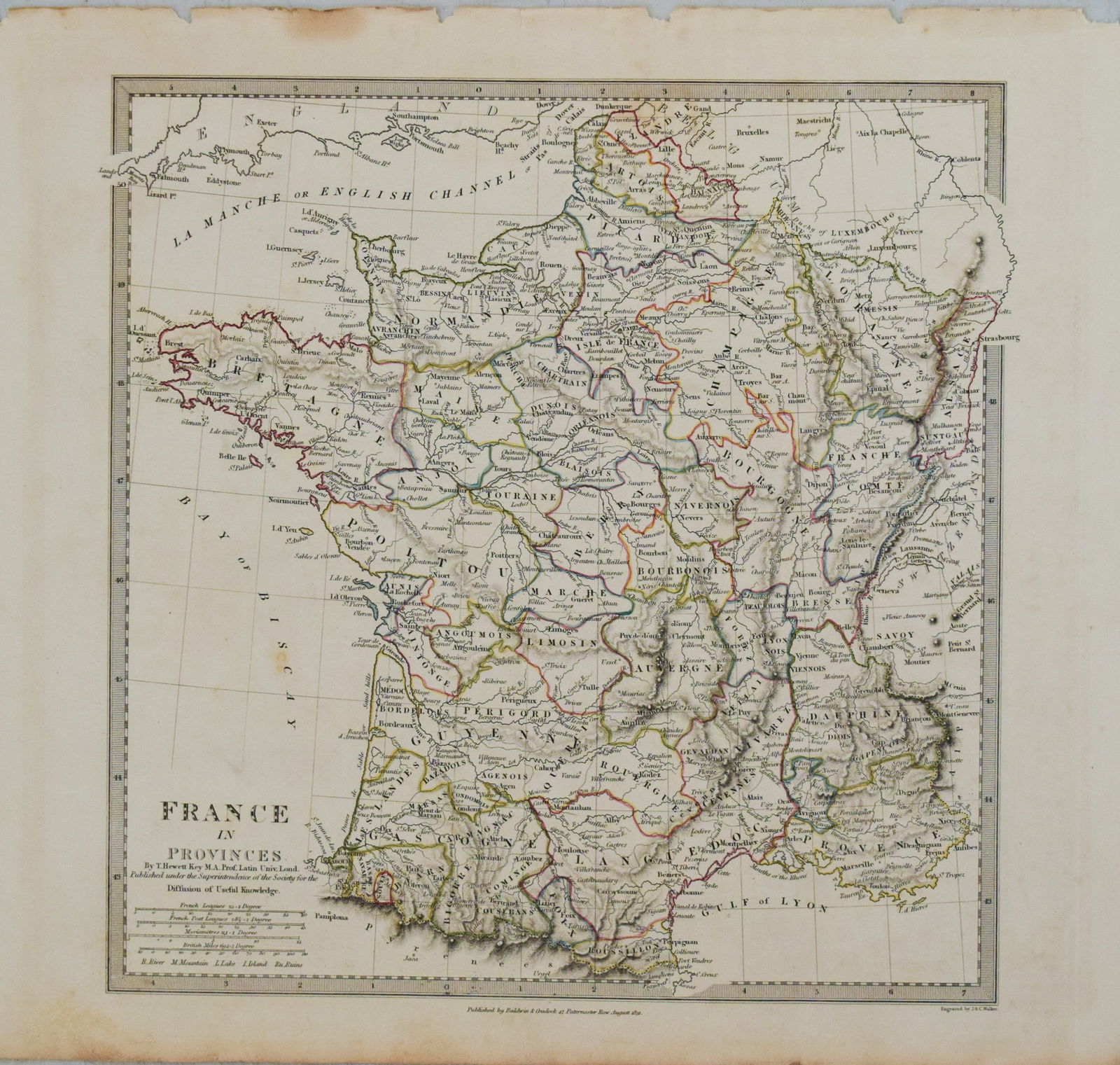1831 SDUK Map of France -- France in Provinces: Title:1831 SDUK Map of France -- France in Provinces,li>Cartographer:SDUK Year/Place:1831, London Map Dimension (in.):11.7 X 11.5 in. Description:This is a superb map of France showing its provinces.