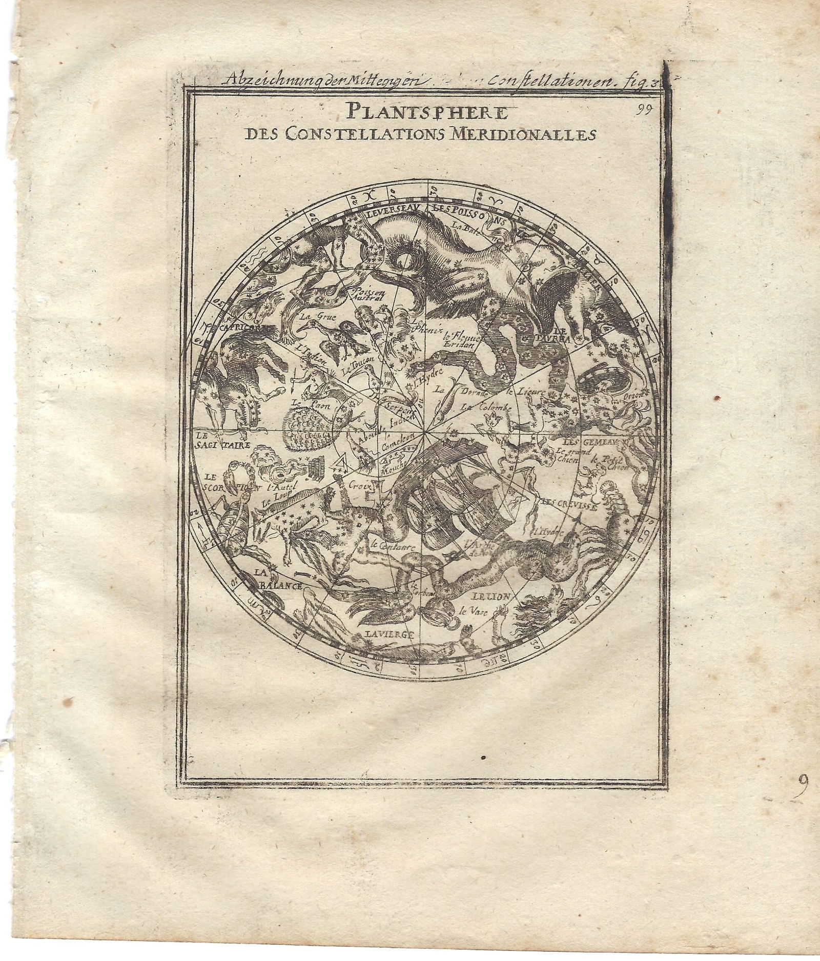 1719 Mallet Map of the Southern Contallations -- Planisphere des Constellations Meridionalles (1 of 1)