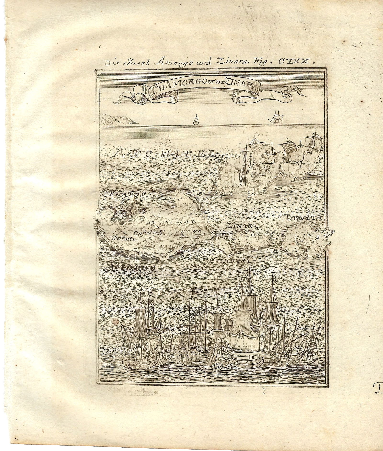 1719 Mallet Map of Aegian Isles of Amorgos, Kinaros and Levitha -- d' Amorgo et de Zinara: Title:1719 Mallet Map of Aegian Isles of Amorgos, Kinaros and Levitha -- d' Amorgo et de Zinara,li>Cartographer:A Manesson-Mallet Year/Place:1719, Paris Map Dimension (in.):5.4 X 4 in. Description:Thi