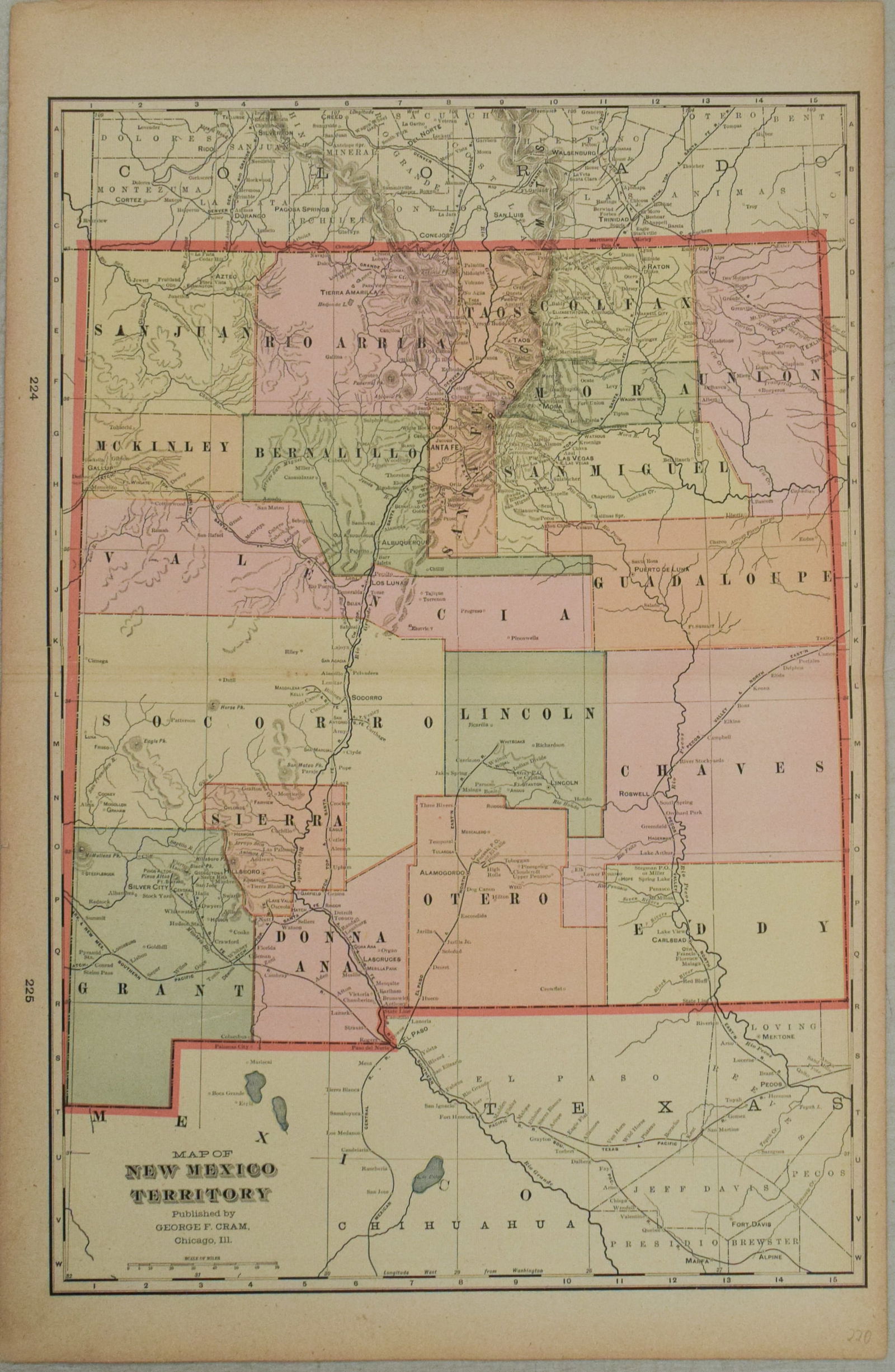 1894 Cram Map of New Mexico -- Map of New Mexico Territory (1 of 1)